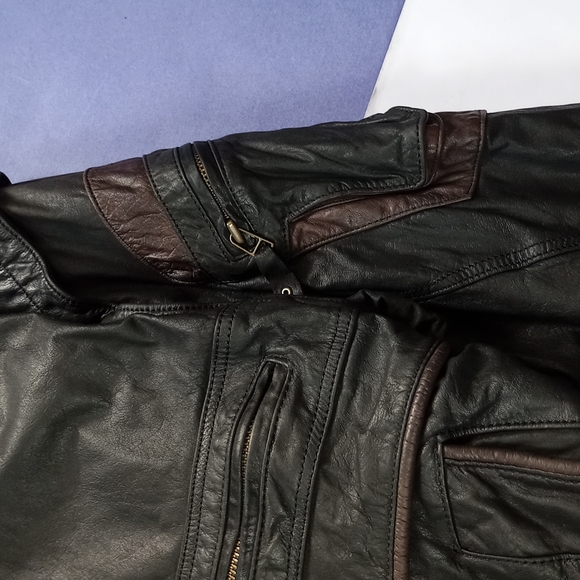 RARE Vintage Arctic Life Thick Leather Aviator Biker Jacket Dinno Gallucci - Picture 7 of 14